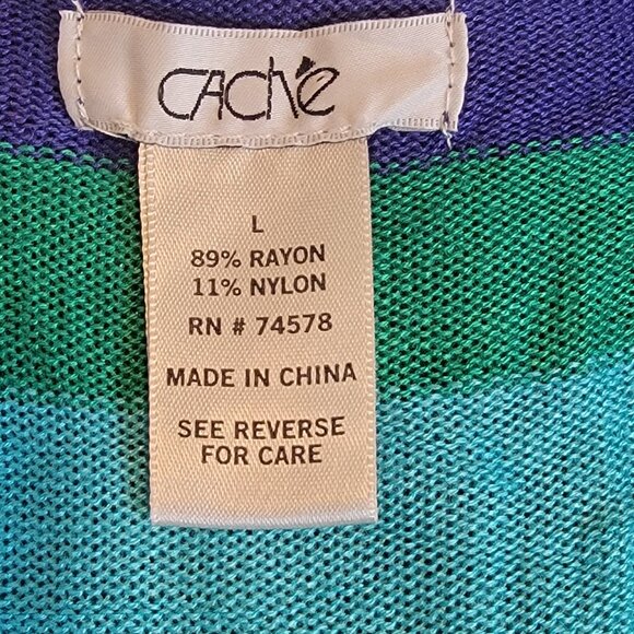 Cache Women’s Multicolor knit Striped Open Front Cardigan Shrug - Picture 6 of 8